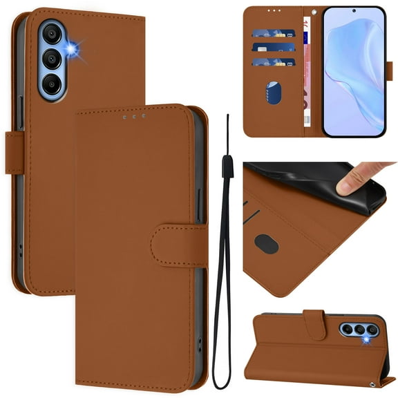 Decase Case for Samsung Galaxy A15 5G Wallet Case,Luxury PU Leather Wallet Phone Case Flip Folio Protective Shockproof Cover with Card Holder,Kickstand Feature,for Galaxy A15 5G 6.5",Brown