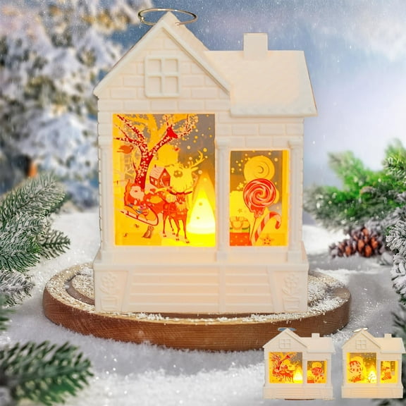 MXTPOV Christmas Lights, Flameless Candles Snow Scene Novelty Night Light, Warm White Fairy Lights for Tabletop, Exquisite House Ornaments with LED Lights, Home Decor