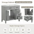 thumbnail image 5 of EUROCO 36" Bathroom Vanity Base Only,Bathroom Vanity Without Top Sink, Modern Freestanding Bathroom Storage Cabinet with 3 Drawers and 2 Doors , Solid Wood Frame,Grey, 5 of 9