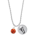 thumbnail image 1 of Delight Jewelry 10mm Orange Crystal Drop Silvertone Script Initial Disc - G - Charm Necklace, 20"+3", 1 of 4