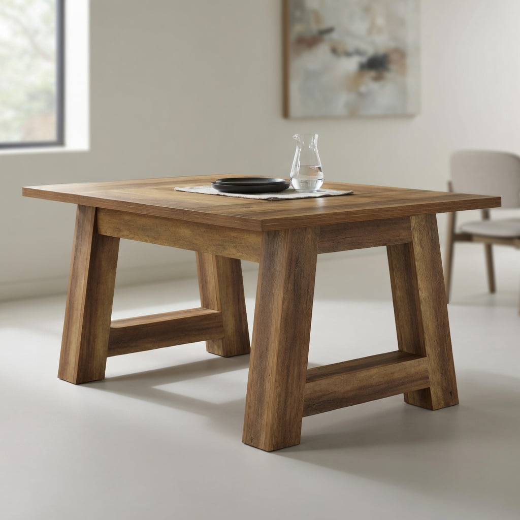 Hommoo Farmhouse Dining Table 62.6 Inch Wide for 4-6 People, Solid MDF Kitchen Table with Sturdy Square Legs, Easy Assembly, Brown