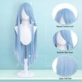 thumbnail image 2 of Peluca UTIEHD de fibra sintética de 100 cm de largo para cosplay - Azul cielo, 2 of 6