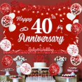 thumbnail image 4 of 40th Wedding Anniversary Decorations Set, Ruby Wedding Party Backdrop, 40th Wedding Glitter Banners, 40th Anniversary Cake Topper, Red and White Balloons for 40th Anniversary Party Supplies, 4 of 6