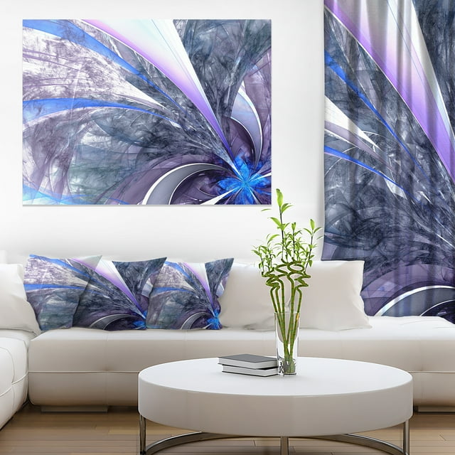Design de Fleurs Fractales Bleu Vif - Impression sur Toile Florale