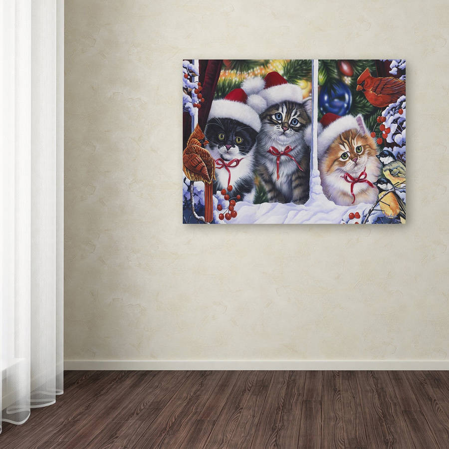Trademark Fine Art 'Cats In Window' Canvas Art by Jenny Newland