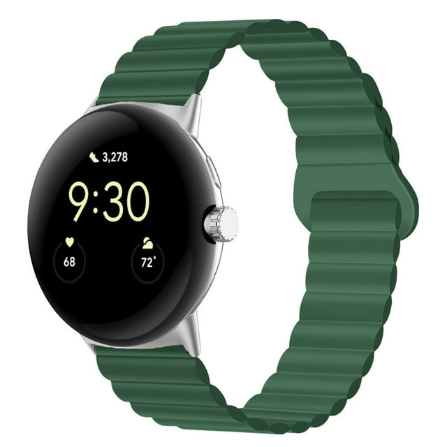 Magnetic Silicone Loop For Google Pixel Watch 3 41mm Bracelet Strap Correa For Google Pixel Watch/Pixel Watch 2 Sport Watchband Army Green Google Pixel 3 41MM