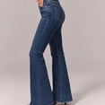 thumbnail image 4 of Women Jeans Flare Pants Denim Washing Loose Fit Bootcut Pockets High Street Slight Strech Solid Full Length Spring 2024 tzw, 4 of 6