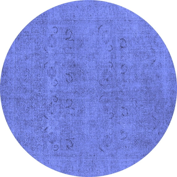 Ahgly Company Machine Washable Indoor Round Oriental Blue Industrial Area Rugs, 3' Round