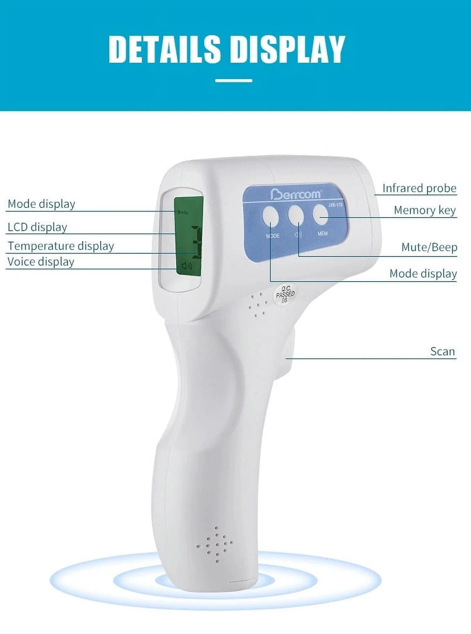 Berrcom Non-Contact Infrared Thermometer JXB-178 (Requires 2 AA batteries)  - White 