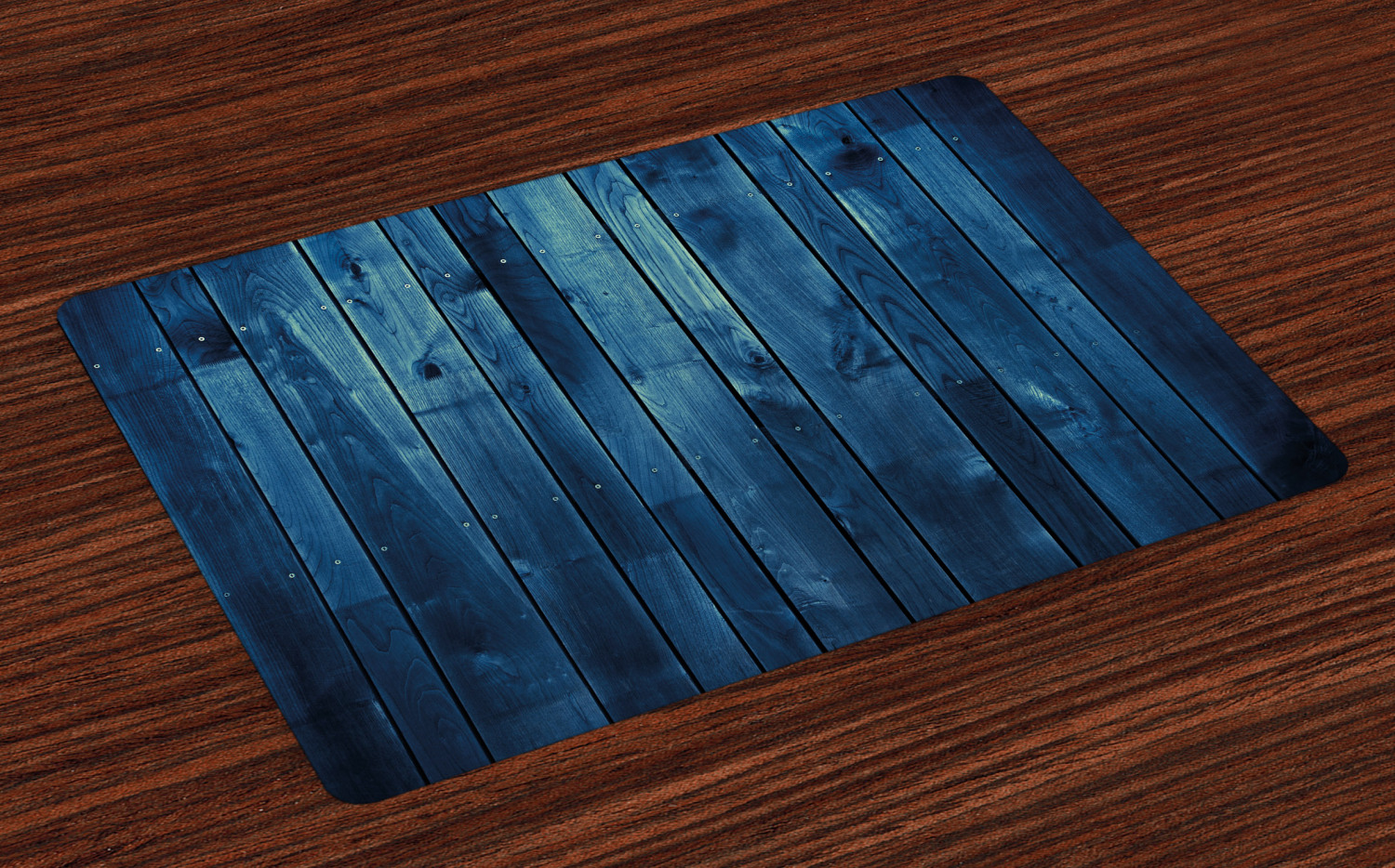 Dark Blue Placemats Set of 4 Wooden Planks Texture Image Board Floor