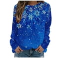 thumbnail image 2 of VALMASS Christmas Sweatshirts for Women Printed Crewneck Long Sleeve Casual Sweater Ladies Winter Loose Blouses (L, I Blue), 2 of 4