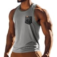 thumbnail image 2 of Men's Workout Sleeveless Tank Top Breathable Slim Fit Gym Tee Topographic Pattern Pocket Bodybuilding Tank Top, 2 of 8