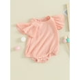 thumbnail image 3 of Suealasg Baby Girls Romper 3M 6M 12M 18M Fly Sleeve Round Neck Solid Color Bodysuit Infant Girls Summer One Piece Clothes, 3 of 9