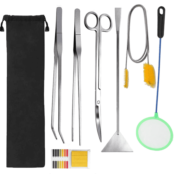 7 in 1 Aquarium Aquascaping Tools Kits,Stainless Steel Aquarium Plant Tools Tweezers Scissors Scrapers for Aquarium Tank Clean Fish Tank Aquascape Tools Sets