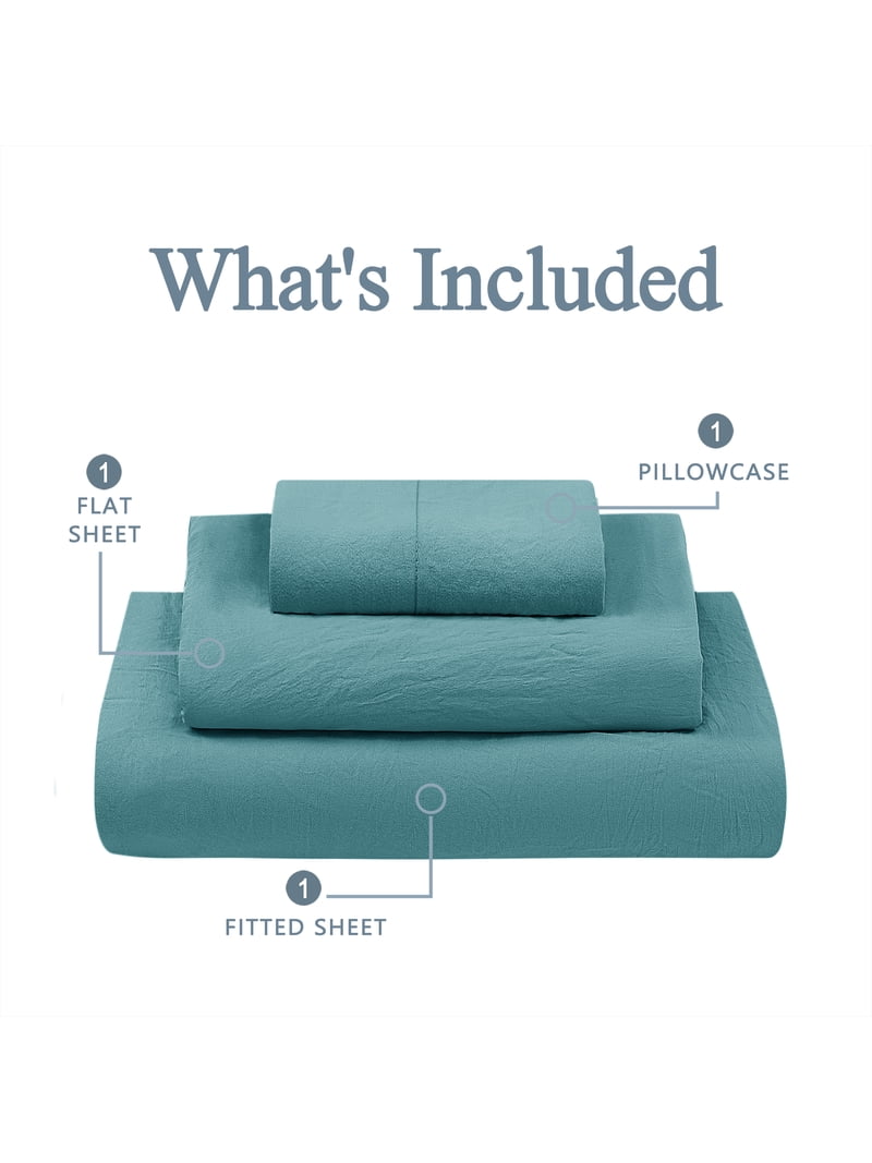 Mainstays Microfiber Bed Sheet Set Twin XL Cool Water 3 Piece