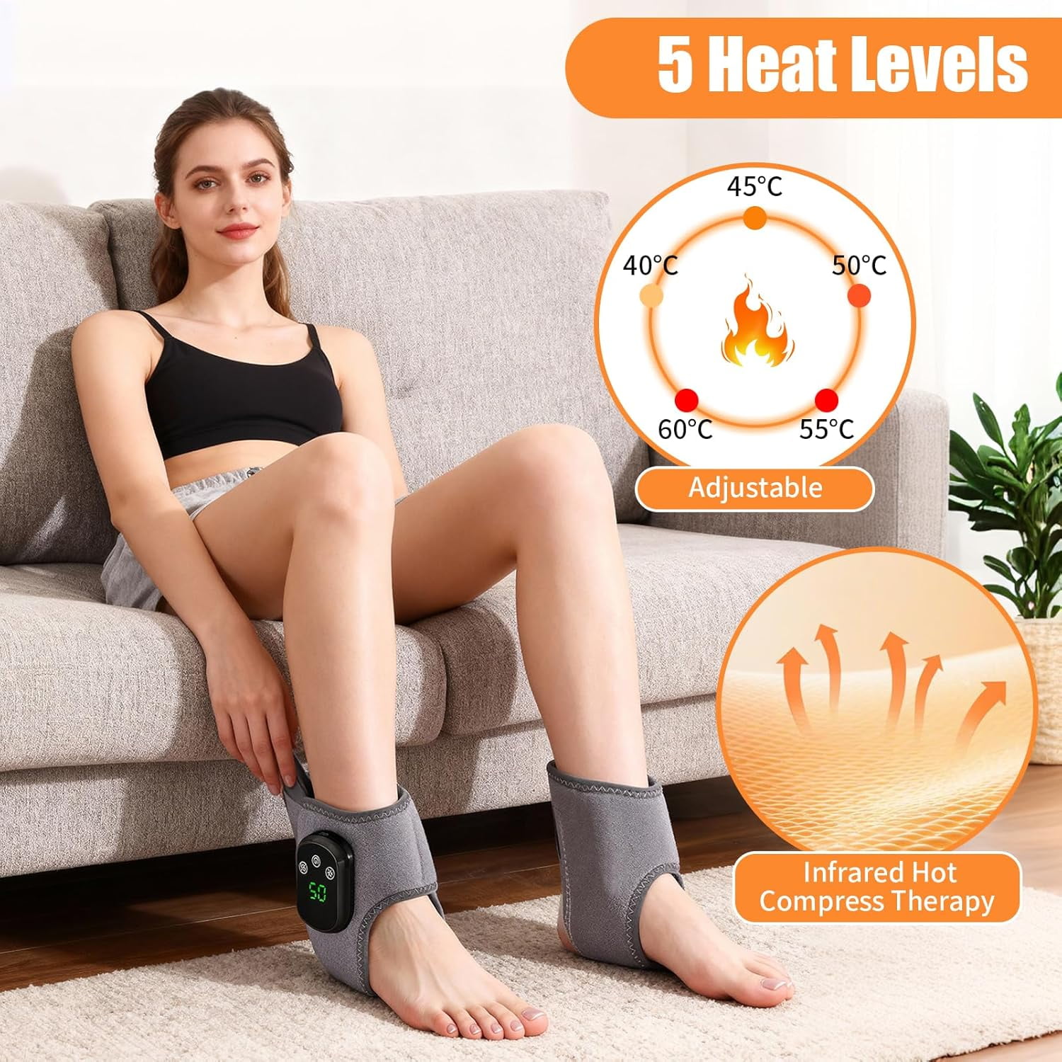 Foot Massager for Neuropathy, Footrenews Triple Method Massager, Ankle Massager for Circulation and Pain Relief, Foot Massager Plantar Fasciitis with Heat & Vibration, Smart Timer, Touch Screen