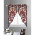 thumbnail image 3 of Red Navy Blue Boho Swag Valances for Windows, Vintage Ethnic Geometric Rod Pocket Sheer Valances for Large Windows, Swag Toppers Light Filtering for Kitchen Living Room 2 Panels 36''x63'', 3 of 6