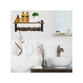 thumbnail image 4 of Wall Hooks with Shelf, Wood Coat Rack with Shelf Wall-Mounted, Entryway Hanging Shelf with 5 Metal Hooks for Clothes Hats Towel Purse, Bathroom Mudroo, 4 of 5