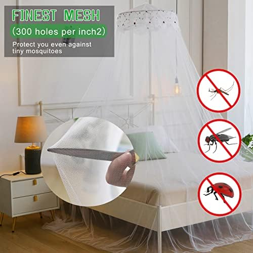 Mosquito Net Bed Canopy for Girls,King Canopy Bed Curtains Queen Size from Ceiling,Dome Mosquito Netting Bed Tent Twin Girls Canopy Bed Decor for Baby Crib,Kid Bed and Adult Beds (White Dome1)