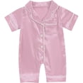 thumbnail image 2 of JDQJBZ Kid Girl Short Sleeve Romper Solid Color Cotton Sleepwear, 2 of 4