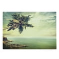thumbnail image 1 of Hawaiian Cutting Board, Palm Tree Rocky Shore Caribbean Mist Traveling Resort Scenic, Decorative Tempered Glass Cutting and Serving Board, Large Size, Almond Green Pale Yellow, by Ambesonne, 1 of 1