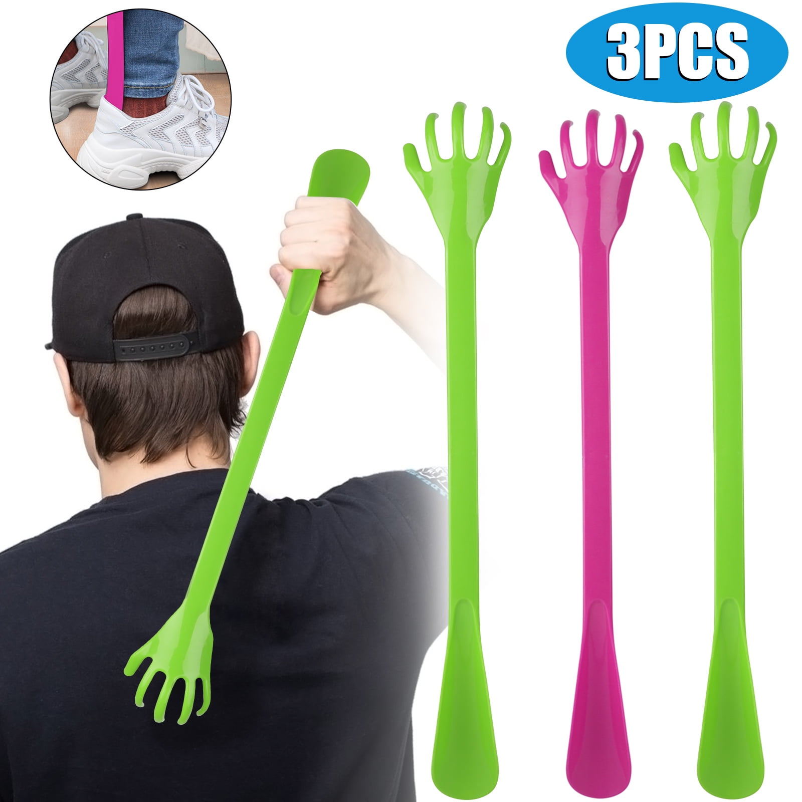 3pcs Back Scratchers, TSV Long Handle Shoe Horn Back Massager for Men