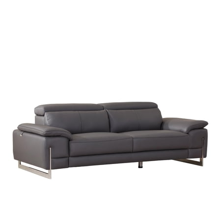 Dark Grey Top Grain Italian Leather Sofa Contemporary Global United 636