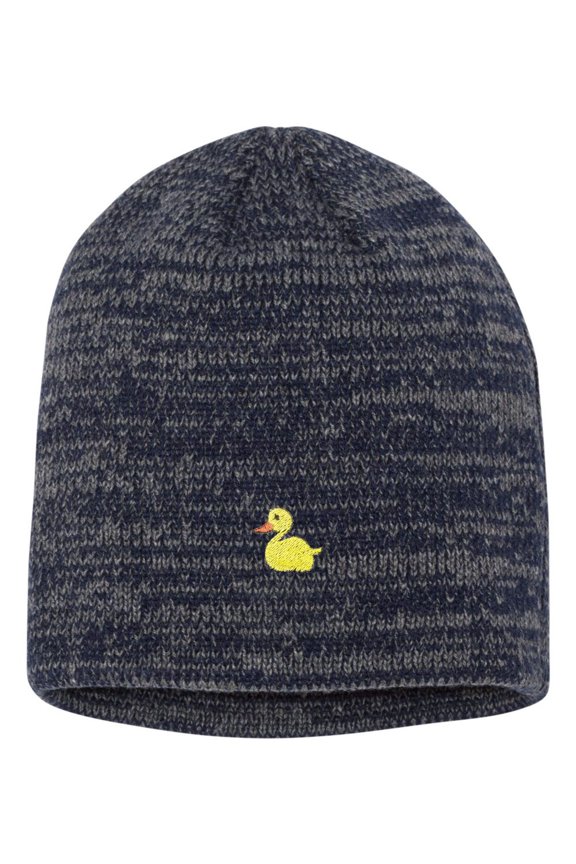 Adult Yellow Duck Embroidered Marled Knit Beanie Cap
