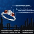 thumbnail image 2 of Gem Stone King 925 Sterling Silver Lab Grown Diamond and Red Garnet Engagement Ring for Women | 1.84 Cttw | Round 6MM | Gemstone April Birthstone | Size 8, 2 of 6