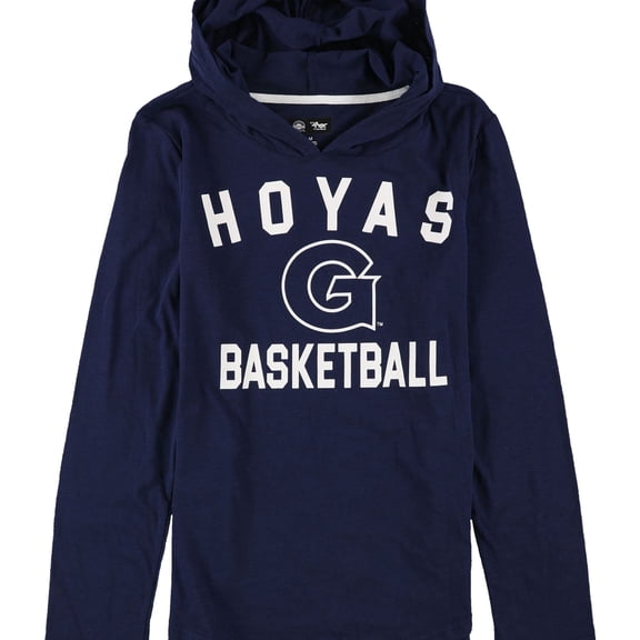 G-III Sports Womens Georgetown Hoyas Hooded Graphic T-Shirt, Blue, Medium