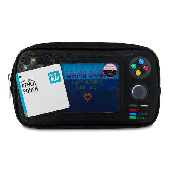 Pen + Gear Video Game Pencil Pouch, Black, Perfect for Students of All Ages--Elementary, Middle School, High School, College, and Adult Professionals