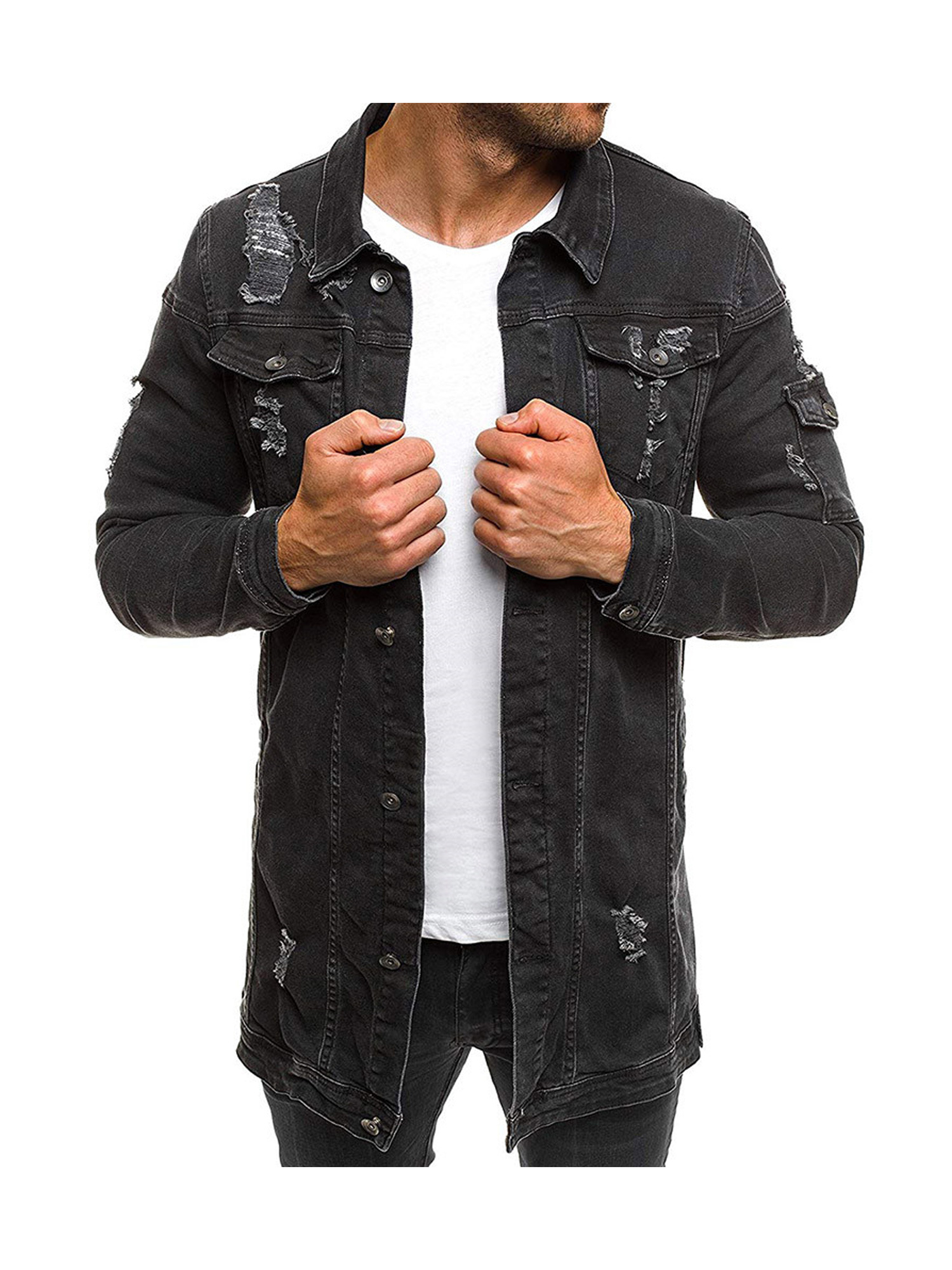 Ripped Jean Jacket Mens