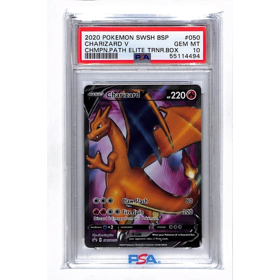 Graded 2020 PSA 10 Pokemon Swsh Black Star Promo Charizard V #050 Champions Path Elite Trainer Box