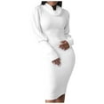 thumbnail image 5 of AOMPMSDX Fall/Winter Women's Slim Dresses High Neck Casual Dresses Slim Long Sleeve Dresses White XL, 5 of 5