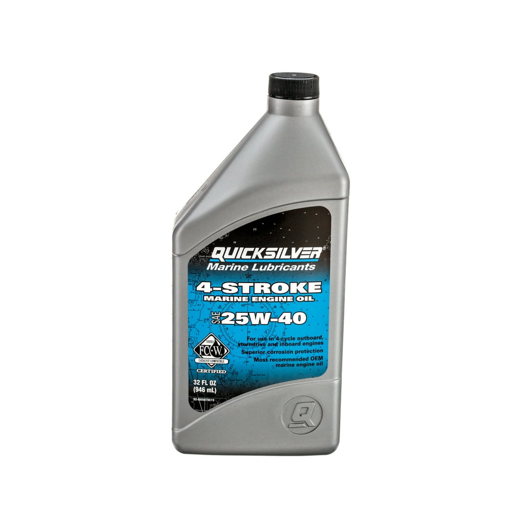 Quicksilver 4Stroke Marine Engine Oil SAE 25W40 1 Quart 8M0078619