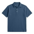 thumbnail image 3 of FRSASU Corduroy Shirt for Men Pullover Short Sleeve Polo Shirt Casual Work Collared Shirt Half Button Up Top Navy, 3 of 7