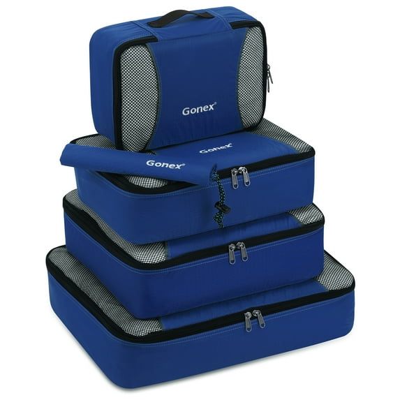 Gonex 5-Pack(XL/L/M/S/Laundry Bag) Packing Cubes,Lightweight Nylon Travel Luggage Packing Bags