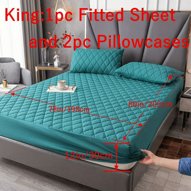 2/3pc Waterproof Fitted Sheet Set, Soft Deep Pocket Comfortable Bedding Set, For Bedroom Guest Room Hotel ( 1*Fitted Sheet + 1/2*pillowcase, Without Core)