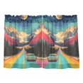 thumbnail image 7 of Yayeee Kitchen Curtains Tier Pair Light Filtering 27"x24" Rod Pocket Short Cafe Window Panel, Colorful Road, 7 of 7