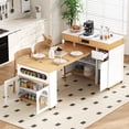 thumbnail image 1 of HMSHA Extendable Dining Table with Extra-Long Folding Top,Rolling Kitchen Island with Drawers,Power Outlet and Brake lock,Storage Cabinet for Kitchen and Dining Room(Natural+Creamy White), 1 of 12