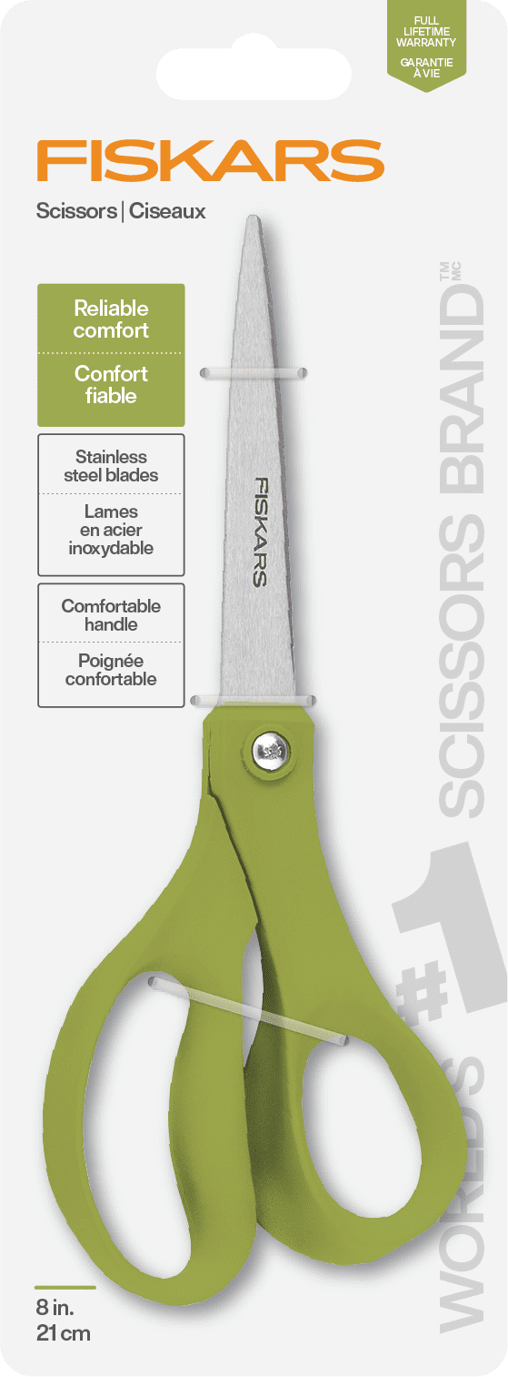 Fiskars 8" Everyday General Purpose Cutting Scissors, Green