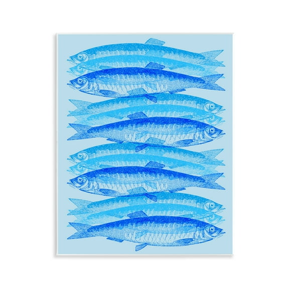 Stupell Industries Blue Layered Fish Animals & Insects Painting Unframed Art Print Wall Art, 11 x 14