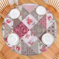 thumbnail image 2 of Pioneer Flower Floral Print Pattern Round Fitted Tablecloth with Elastic Edge,Dining Table Cover Waterproof,Outdoor Round Tablecloth for Camping,Dining,Indoor and Outdoor, 2 of 7