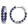 Miabella Women's 4-1/3 Carat T.G.W. Created Blue Sapphire Sterling Silver Inside-Outside Hoop Earrings