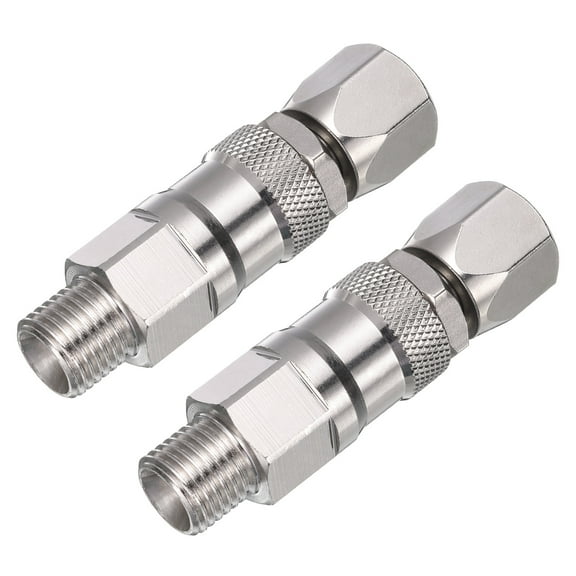 Uxcell 1/4 Inch Sprayer Joint, Swivel Joint 360 Degrees Rotate Stainless Steel for Paint Spray Gun Hose Airless Sprayers,2 PCS