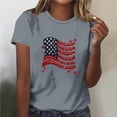 thumbnail image 2 of Levmjia Womens Top Printed T-Shirt Short Sleeve Round Neck Casual Fashion Independence Day Comfortable Pullover Tee Daily Wear, 2 of 5