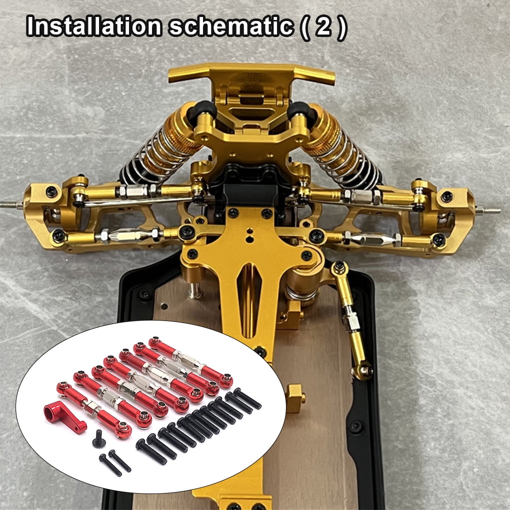 Kit De Biellettes Métalliques Pour Servo Et Suspension – Compatible WLtoys 144010 144001, Réglable, Rouge, Pièce De Rechange RC