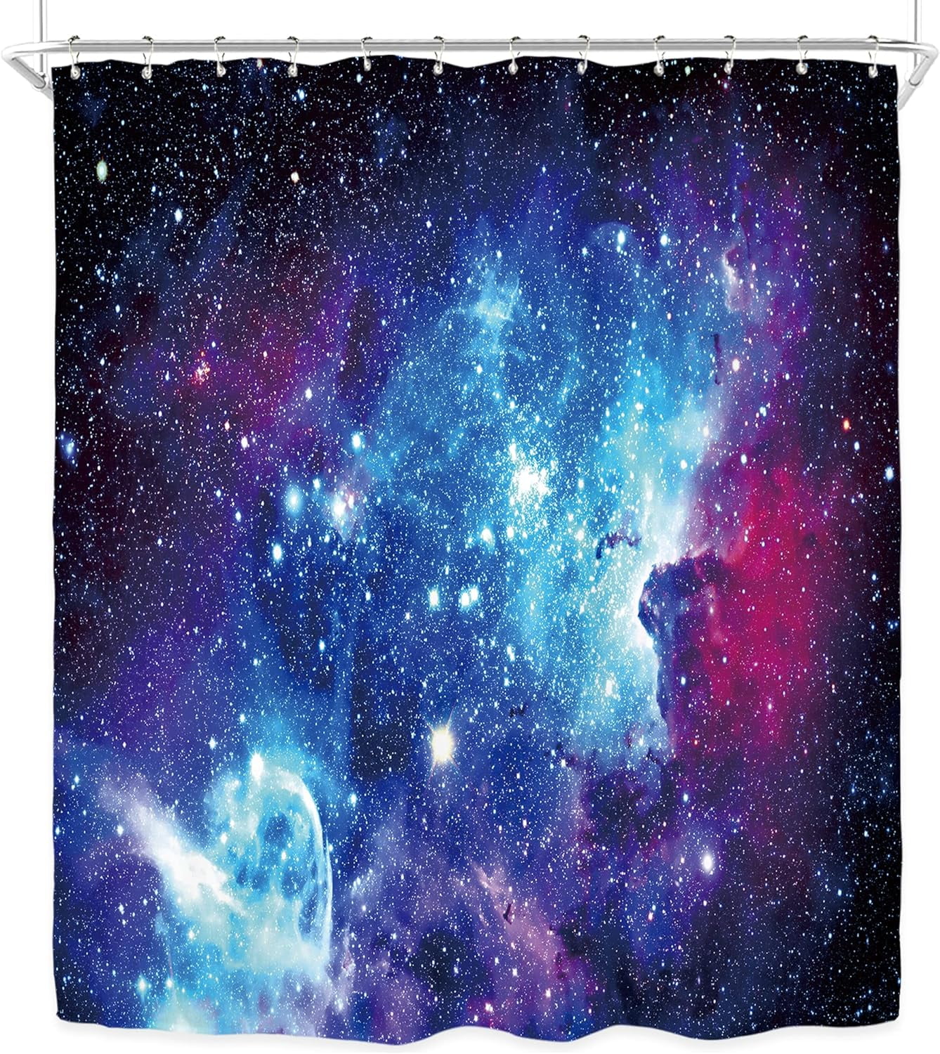 Galaxy Cool Outer Space Shower Curtain for Bathroom Decor 72Wx72H Nebula Universe Blue Starry Planets Magical Mysterious Fantasy Art Printed Fabric Polyester Waterproof 12 Pack Plastic Hooks
