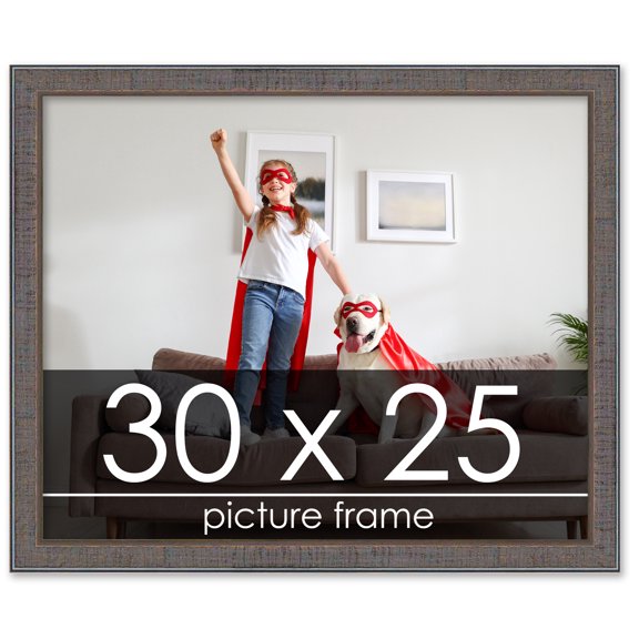 30x25 Distressed/Aged Complete Wood Picture Frame with UV Acrylic, Foam Board Backing, & Hardware