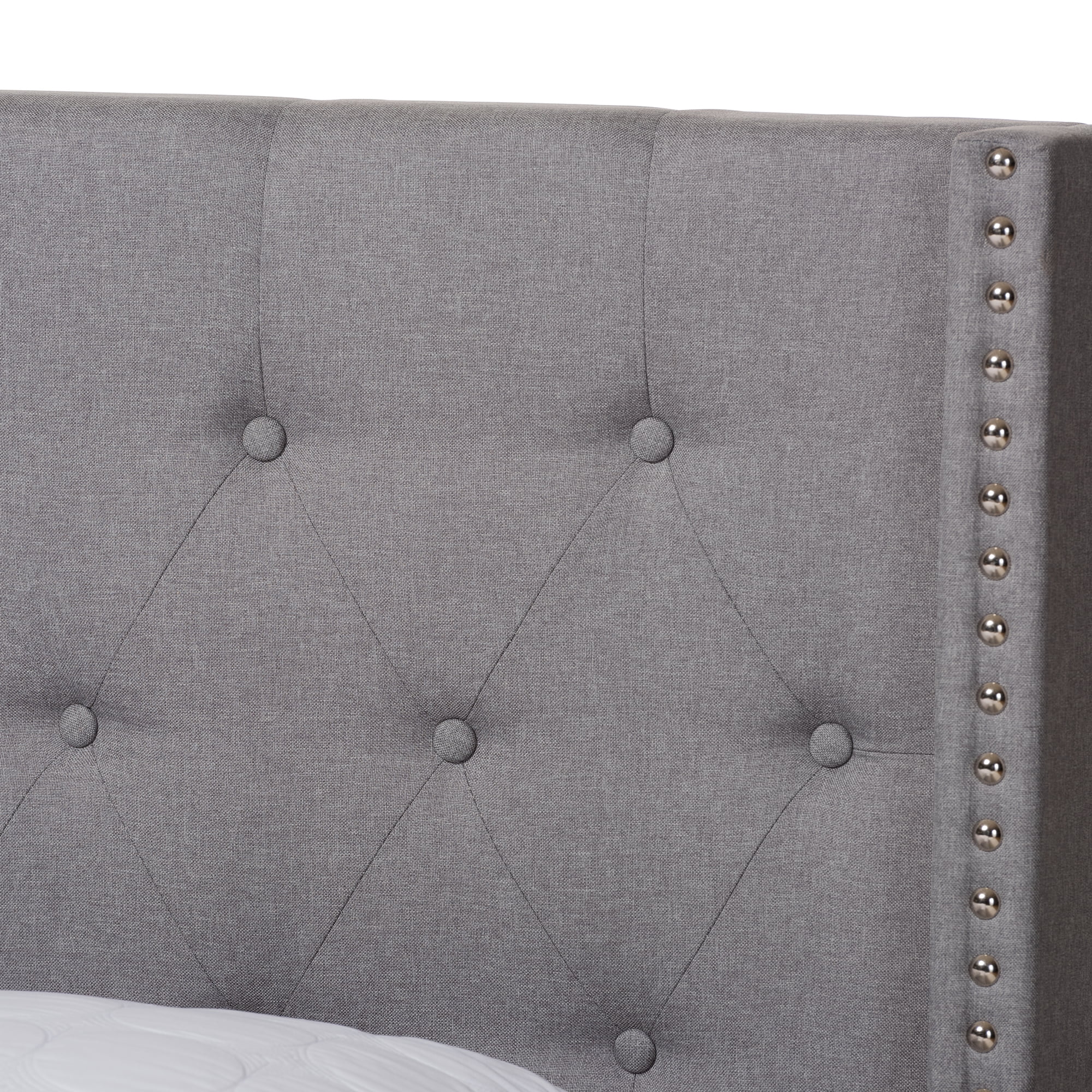 Bane Modern and Contemporary Light Grey Fabric Upholstered Queen Size Bed by Ember Interiors
